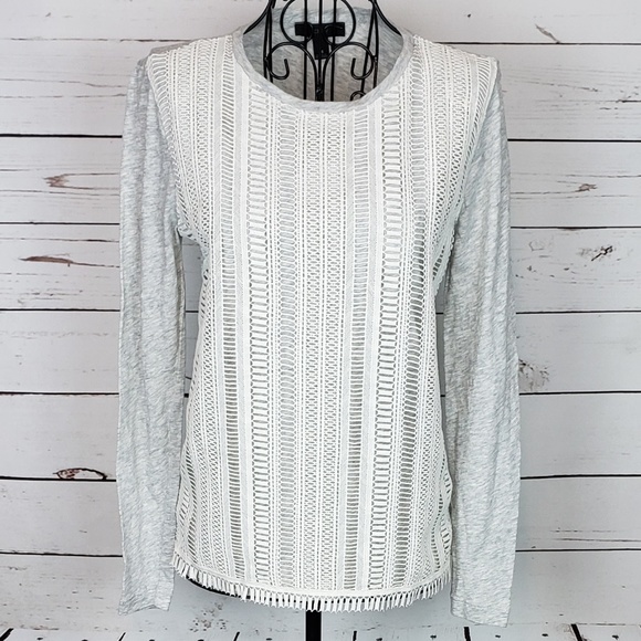 J. Crew Tops - J. Crew Lace Overlay Long Sleeve Top Sz XS